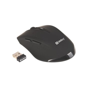 Мишка Sandberg Wireless Mouse Pro, безжична, оптична(1600 dpi), USB, черна | JAR Computers Sandberg Wireless Mouse Pro