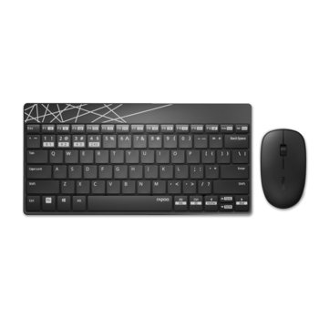 Комплект клавиатура и мишка Rapoo 8000M, безжични, 1300 dpi, USB, черни | JAR Computers Rapoo 8000M