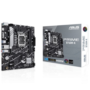Дънна платка Asus Prime B760M-K, B760, LGA1700, DDR5, PCI-E 4.0 (VGA&HDMI), 2x M.2, 4x SATA 6Gb/s, 4x USB 3.2 Gen 1 Type-A, 2.5GbE LAN, Micro ATX | JAR Computers Asus Prime B760M-K 90MB1FI0-M1EAY0