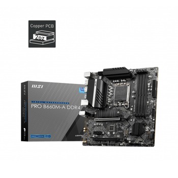 Дънна платка MSI PRO B660M-A DDR4, B660, LGA1700, DDR4, PCI-E 4.0 (2xDP&2xHDMI)(CF), 4x SATA 6Gb/s, 2x M.2 slots, 2x USB 3.2 Gen 2, Micro-ATX | JAR Computers Дънна платка MSI PRO B660M-A DDR4