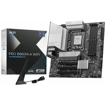 Дънна платка MSI PRO B860M-A WIFI, B860, LGA1851, DDR5, PCI-E 5.0 (Thunderbolt 4&DP&HDMI), 4x SATA 6Gb/s, 3x M.2 slots, 1x Thunderbolt 4, 1x USB 3.2 Gen 2, 5GbE LAN, Wi-Fi 7, Bluetooth 5.4, microATX | JAR Computers MSI PRO B860M-A WIFI