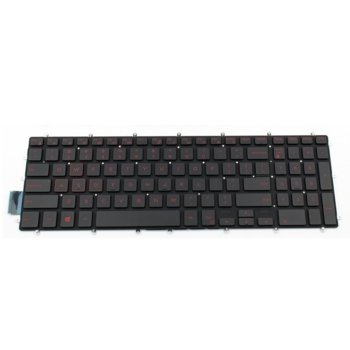 Клавиатура за лаптоп Dell, съвместима със серия Inspiron Gaming 15-7566, без рамка, черна, с подсветка, малък ентър, червени клавиши, US, с подсветка | JAR Computers Клавиатура за Dell Inspiron Gaming 15-7566 US