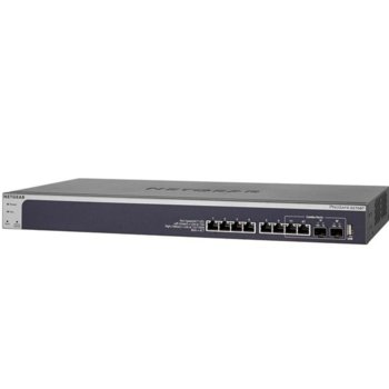 Суич Netgear ProSafe XS708T, 8 x 1000/10GBase-T RJ-45 copper ports, 2 x Dedicated SFP+ 1000/10GBase-X fiber ports, 1 x USB port | JAR Computers Netgear ProSafe XS708T