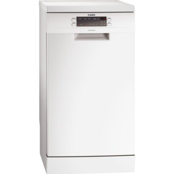 Съдомиялна AEG F55412W0, A+, 9 л, 5 програми, 4 температури, сензор отчита нивото на замърсяване на водата и регулира нейната консумация, бяла | JAR Computers AEG F55412W0