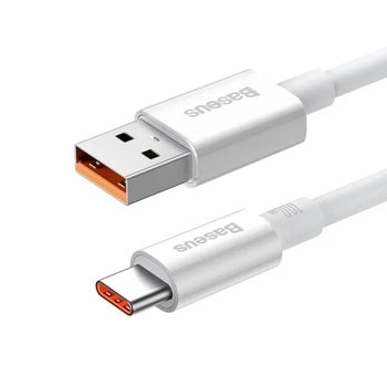 Кабел Baseus Superior P10320102214-02, от USB-A(м) към USB-C(м), 1.5m, 100W, бял | JAR Computers Baseus Superior P10320102214-02