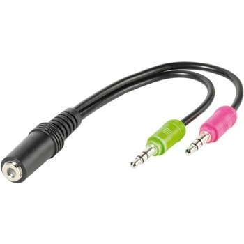 Кабел Vivanco 45511, от 1x AUX(ж) към 2x AUX(м), 0.1m, черен | JAR Computers Vivanco 45511