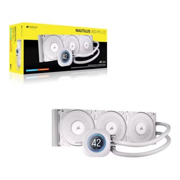 Водно охлаждане за процесор Corsair Nautilus 360 RS LCD White, съвместимост със сокети LGA 1851/1700 & AMD AM5/AM4 | JAR Computers Corsair Nautilus 360 RS LCD White CW-9061034-WW