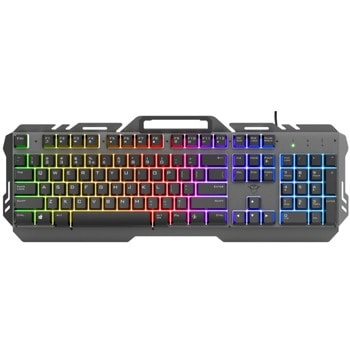 Клавиатура Trust GXT 853 Esca (23796), гейминг, RGB подсветка, US подредба, сива, USB | JAR Computers Trust 23796