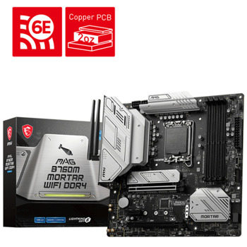 Дънна платка MSI MAG B760M MORTAR WIFI DDR4, B760, LGA1700, DDR4, PCI-E 5.0 (DP&HDMI), 2x M.2, 4x SATA 6Gb/s, 1x USB 3.2 Gen2x2 Type-C, mATX | JAR Computers MSI MAG B760M MORTAR WIFI DDR4