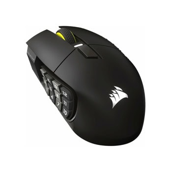 Мишка Corsair Scimitar Elite Wireless SE MMO, оптична (33 000 dpi), безжична, Bluetooth, USB, черна, 16 програмируеми бутона | JAR Computers Corsair Scimitar Elite Wireless SE MMO Black