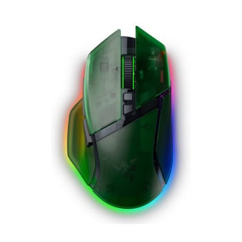 Мишка Razer Basilisk V3 Pro 35K Phantom Green Edition, оптична (35 000 dpi), жична/безжична, Bluetooth, USB, черна, гейминг, 11 програмируеми бутона, Focus Pro 35K Gen-2 сензор, Razer Chroma RGB подсветка | JAR Computers Razer RZ01-05240300-R3G1