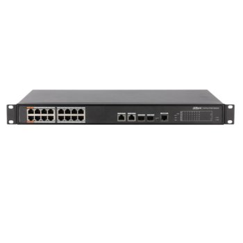 Суич Dahua PFS4218-16ET-240, 16x 10/100 Base-T ports(PoE), 2x 10/100/1000 Base-T Combo ports, 2x 1000 Base-X Combo ports, оптимизиран за системи за видеонаблюдение | JAR Computers Dahua PFS4218-16ET-240
