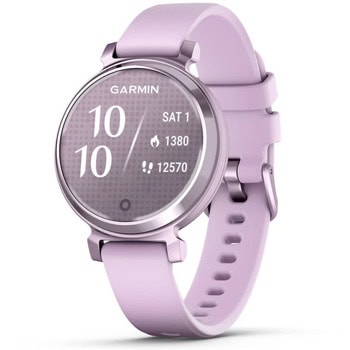Смарт часовник Garmin Lily 2 (Metallic Lilac/Lilac), 1" x 0.84" (2.54cm x 2.13cm) монохромен дисплей, Bluetooth, следене на сърдечна честота, пулсомер, мониторинг на съня, 5ATM, до 5 дни време на работа, лилав | JAR Computers Garmin Lily 2 Metallic Lilac/Lilac 010-02839-01