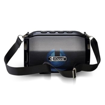 Тонколона Kisonli Led-904, 1.0, 5W, Bluetooth, microSD слот, 3.5mm jack, микрофон, LED подсветка, USB, черна | JAR Computers Kisonli Led-904 22119