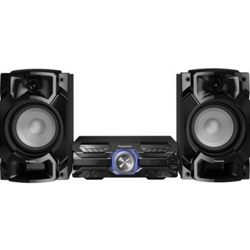 Тонколони Panasonic SC-AKX520E-K, 2.0, 650W RMS, Bluetooth, AUX, 2x USB, 2x Mic, опция караоке, дистанционно, черни | JAR Computers Аудио система Panasonic SC-AKX520E-K