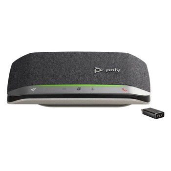 Тонколона Poly Sync 20+ (772D0AA), 1.0, Bluetooth, USB-C, черна, преносима, микрофон, IP64, до 20 часа време на работа, включен адаптер BT600 за безжично свързване с компютър | JAR Computers Poly SYNC 20+ USB-C 772D0AA