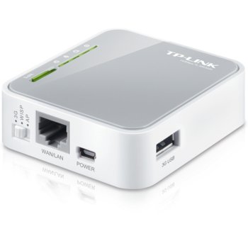 Рутер TP-Link TL-MR3020, мобилен, 150Mbps, 2.4GHz(150Mbps), Wireless N, 1x WAN/LAN 100, 1x USB 2.0, 1x miniUSB, 1x вътрешна антена | JAR Computers TP-Link TL-MR3020