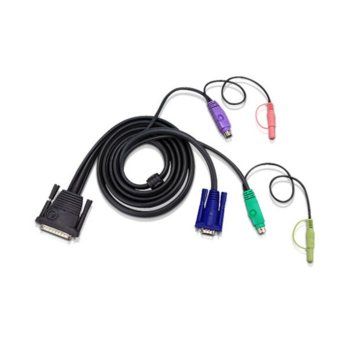 KVM кабел ATEN 2L-1703P, VGA(м) + 2x PS2(м) + 2x RCA към Parallel(м), 3.0 м | JAR Computers ATEN 2L-1703P