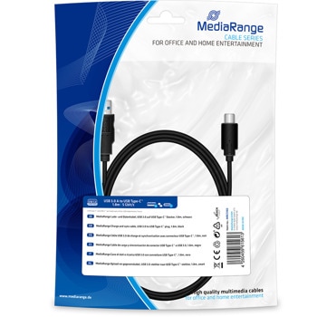 Кабел MediaRange MRCS182, от USB 3.0 A(м) към USB C(м), 1.8m, черен | JAR Computers Кабел MediaRange MRCS182