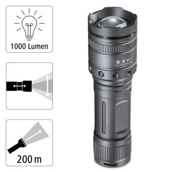 LED фенер HAMA Ultra Pro, 4x AAA Micro батерии, 1000 lumens, удароустойчив, регулируем фокус на лъча, черен | JAR Computers HAMA Ultra Pro 185801