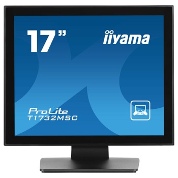 Монитор IIYAMA T1732MSC-B1S, 17"(43.18 cm) TN тъч панел, 75Hz, HD, 5ms, 1000:1, 250 cd/m2, DisplayPort, HDMI, VGA, USB | JAR Computers IIYAMA T1732MSC-B1S