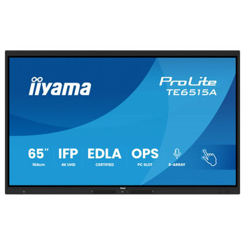 Интерактивен дисплей IIYAMA TE6515A-B1AG, 65" (165.1 cm) 4K/UHD IPS сензорен дисплей, DisplayPort, HDMI, USB, USB-C, RS232, Wi-Fi, Bluetooth, LAN | JAR Computers IIYAMA TE6515A-B1AG