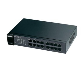 Суич ZyXEL GS1100-16, 1000 Mbps, 16 порта, 16x 1000 BASE-T | JAR Computers ZyXEL GS1100-16Port