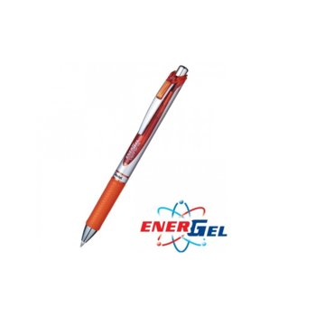 Автоматичен ролер Pentel Energel BL77, оранжев цвят на писане, дебелина на линията 0.7 mm, гел, сребрист, цената е за 1бр. (продава се в опаковка от 12бр.) | JAR Computers Pentel Energel BL77