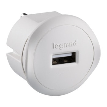 Зарядно устройство Legrand 050680, от контакт към USB-A(ж), 5V/1.5A, бяло | JAR Computers Legrand 050680