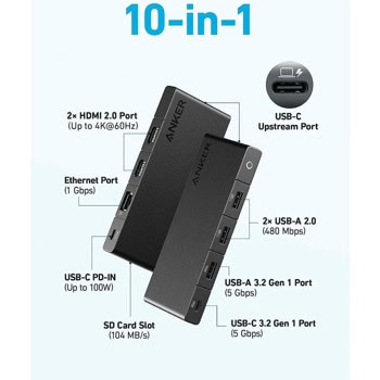 Anker 364 10-in-1 USB-C PD Hub | JAR Computers Anker 364 10-in-1 USB-C PD Hub