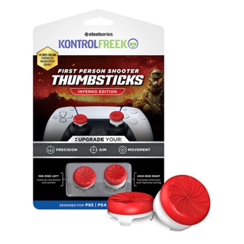 Сменяеми бутончета Thumb Grips KontrolFreek FPS Thumbsticks Inferno (6150-PS5), за PS4/PS5, за Dual Shock/DualSense, червени | JAR Computers KontrolFreek FPS Thumbsticks Inferno 6150-PS5