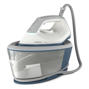 Парогенератор Philips PSG2000/20, 1.4l резервоар, nепрекъсната пара 110 г/мин.,Парен удар 300 гр., плоча с керамично покритие, 2400W, синьо-бял | JAR Computers Парогенератор Philips PSG2000/20