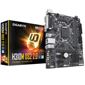 Дънна платка Gigabyte H310M DS2 2.0, LGA1151, DDR4, PCI-E (VGA), 4x SATA 6Gb/s, 4x USB 3.1 Gen 1, Micro ATX | JAR Computers Gigabyte H310M DS2 2.0