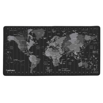 Подложка за мишка Natec Time zone map, черна, 800 x 400 x 2.5 мм | JAR Computers Подложка за мишка Natec Time zone map NPO-1119