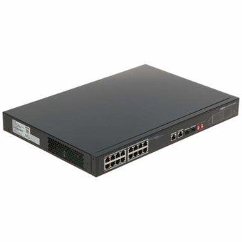 Суич Dahua PFS3218-16ET-135, 1000Mbps, 18 порта, 16x x 10/100Mbps PoE, 2x 10/100/1000Mbps combo Uplink порта (2 RJ45 или 2 SFP) | JAR Computers Dahua PFS3218-16ET-135