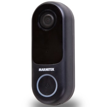 Звънец Marmitek BUZZ LO Smart 08501, безжичен, Wi-Fi 2.4 GHz, 1080p, H.264, вграден микрофон и високоговорител, сензор за движение, работи и с вече съществуващ звънец, IP54 защита, слот за SD карта до 128 GB, черен | JAR Computers Marmitek BUZZ LO Smart 08501