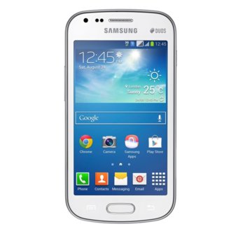 Samsung Galaxy S DUOS II (GT-S7582), бял, 4.0"(10.16 cm), двуядрен 1.2GHz, 0,768 GB RAM, 4 GB, 5.0MPix camera, Android 4.2 | JAR Computers Samsung GalaxyS DUOS II GT-S7582 White