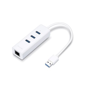 Докинг станция TP-Link UE330, от USB A към 3x USB A, 1x RJ45, бяла | JAR Computers TP-Link UE330