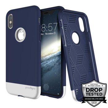 Калъф за Apple iPhone XS, хибриден, Prodigee Fit Pro IPHX-FITP-NVY-SLV, удароустойчив, тъмно син/сребрист | JAR Computers Prodigee Fit Pro for iPhone XS IPHX-FITP-NVY-SLV