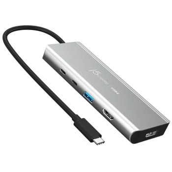 Докинг станция j5create JCD401, от USB-C към 1x USB-C (PD), 1x USB-C, 1x USB-A, 1x HDMI (4K@60Hz), 1x DisplayPort, сива | JAR Computers j5create JCD401