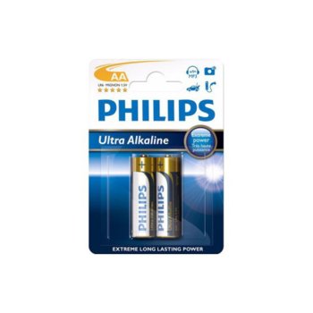 Батерии алкални Philips Ultra AA, 1.5V, 2 бр.