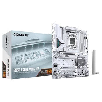 Дънна платка Gigabyte B850 A EAGLE WIFI ICE, B850, AM5, DDR5, PCI-E 5.0, 4x SATA 6Gb/s, 3x M.2, 1x USB 3.2 Gen 1 Type-C, Bluetooth 5.4, ATX | JAR Computers GB B850 A EAGLE WF7 ICE