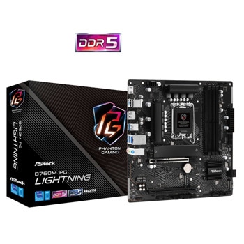 Дънна платка ASRock B760M PG Lightning, B760, LGA1700, DDR5, PCI-E, (HDMI&DP), 3x M.2, 4x SATA 6Gb/s, 1x USB 3.2 Gen 1 Type-C, 2x USB 3.2 Gen 1 Type-A, Micro ATX | JAR Computers Дънна платка ASRock B760M PG Lightning