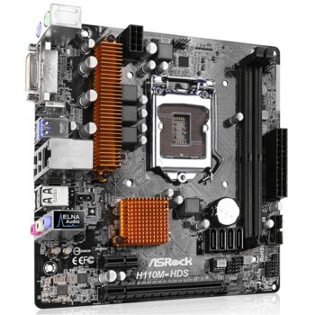 Дънна платка ASRock H110M-HDS, H110, LGA1151, DDR4, PCI-E (HDMI&DVI), 4x SATA 6Gb/s, 2x USB3.0, micro ATX | JAR Computers ASRock H110M-HDS