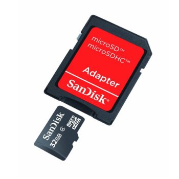 SanDisk microSDHC 32GB + SD Adapter, Class 4