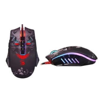 Мишка A4tech Bloody P85 Skull, оптична (5000 cpi), 8 бутонa, черна с щампа | JAR Computers A4tech Bloody OPTSPORT P85 Skull