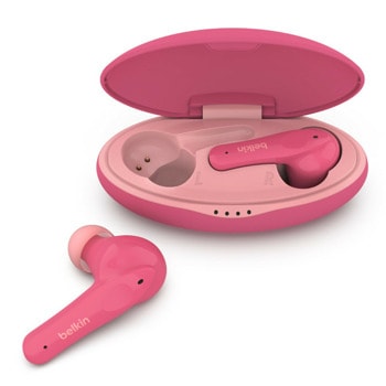 Слушалки Belkin SoundForm Nano, безжични, Bluetooth, микрофон, до 5 часа време на работа, IPX5 защита, розови | JAR Computers Слушалки Belkin SoundForm Nano Pink PAC003btPK