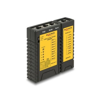 Тестер за мрежови кабели DeLock, RJ45 / RJ12 / PoE