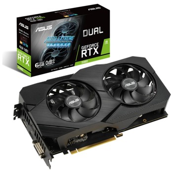 Видео карта Nvidia GeForce RTX 2060, 6GB, ASUS Dual GeForce RTX 2060 Evo, PCI-E 3.0, GDDR6, 192-bit, DisplayPort, HDMI, DVI | JAR Computers Asus Dual GeForce RTX 2060 Evo
