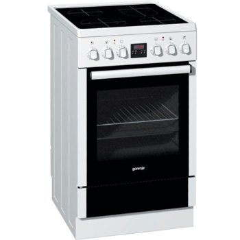 Готварска печка GORENJE EC 57320 AW, клас A, 9 функции, стъклокерамичен плот, 4 HiLight нагревателни зони, SilverMatte, FishZone, 59л. капацитет | JAR Computers GORENJE EC 57320 AW